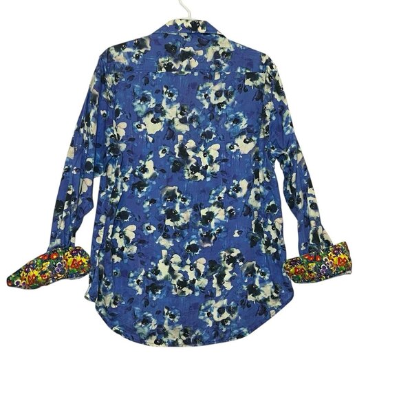 Robert Graham Shirt Mens Floral Cotton Size Medium Button Multicolor Classic Fit - Picture 2 of 14
